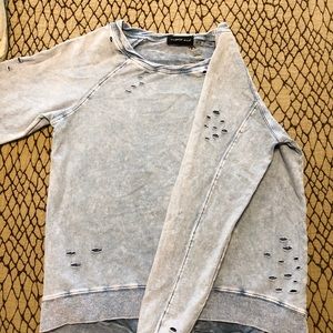 Distressed Boutique Sweatshirt w/ Zipper Sz M